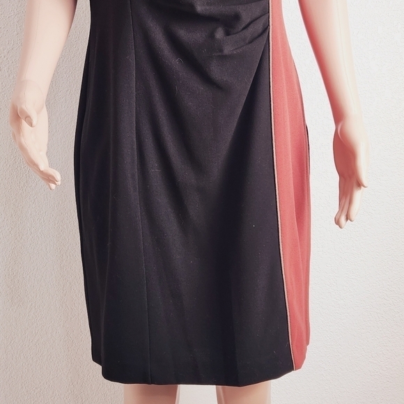 Vince Camuto Color Block Sheath Sleeveless Burnt Orange Black Brown Size: 14 - Picture 4 of 12